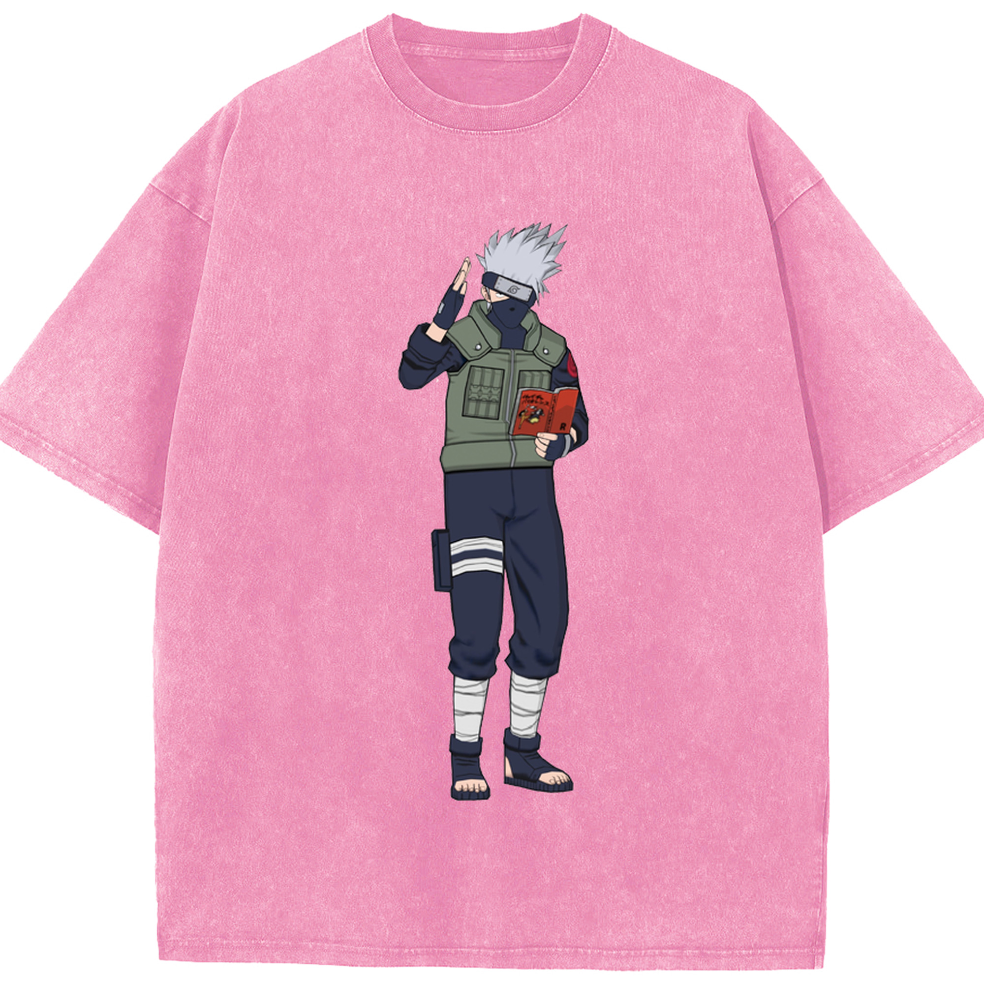 （画像用） NARUTO -ナルト- はたけ カカシ Hatake Kakashi 綿100% ヴィンテージ風 半袖Tシャツ（フロントプリント）